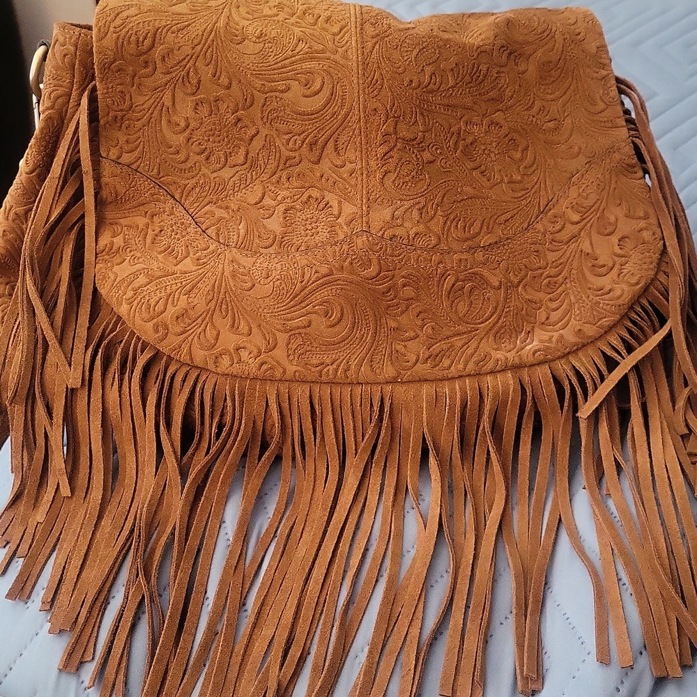 Sundance Suede Logo Patch Bag - Brown